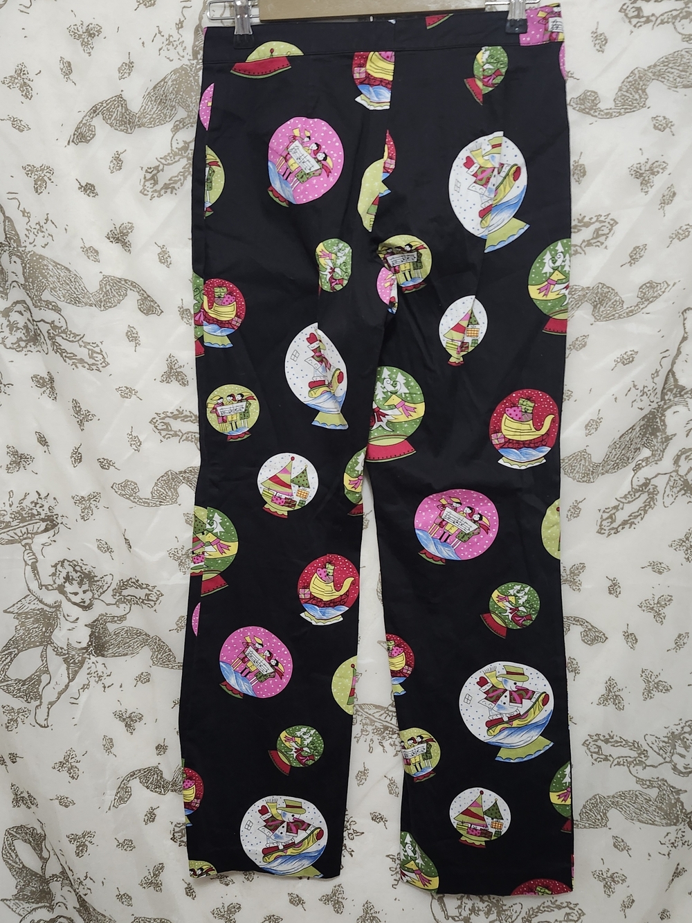 VTG Randi M novelty stretch ankle pants With Snowglobw Christmas Print Sz 4